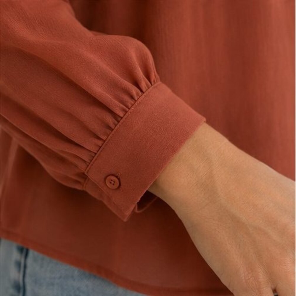Terracotta Ruffle Collar Blouse - Picture 5 of 6